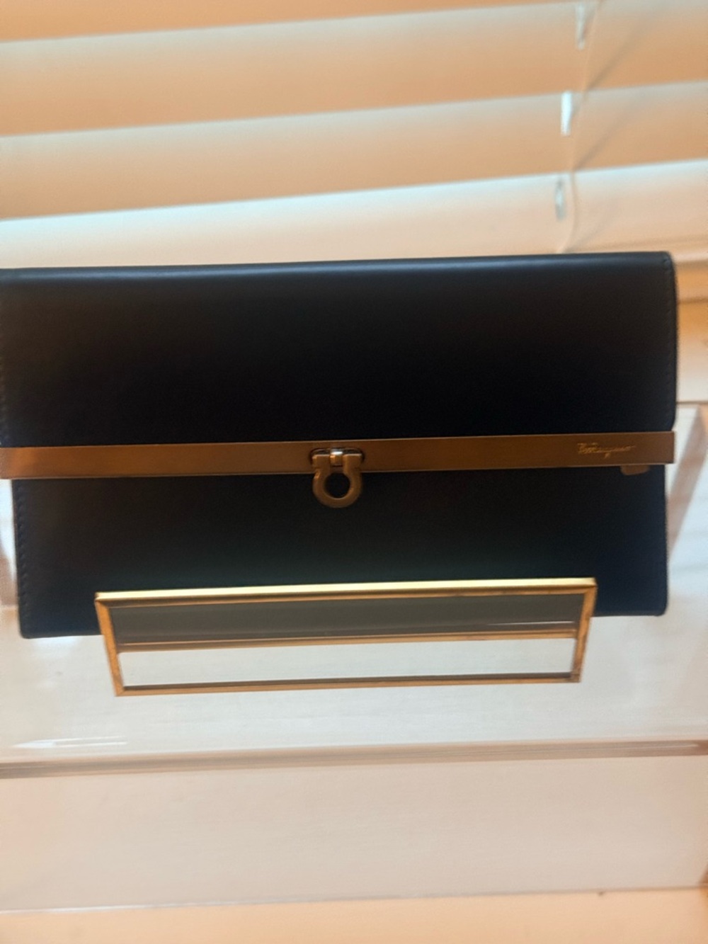 Salvatore Ferragamo Gancini Continental Wallet black / rare matte silver